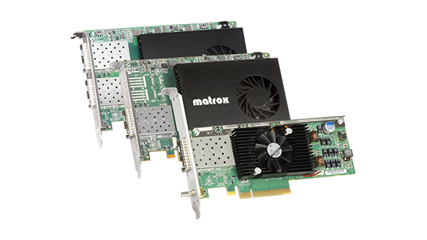 Matrox Video ST 2110 NIC cards shown at an angle