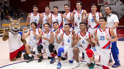 Team celebrates basketball championship win at Universidad La Salle’s National Sports Games.