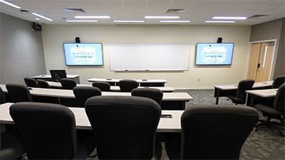 University of North Florida's distance learning classroom facility where lectures are recorded by the Monarch HD