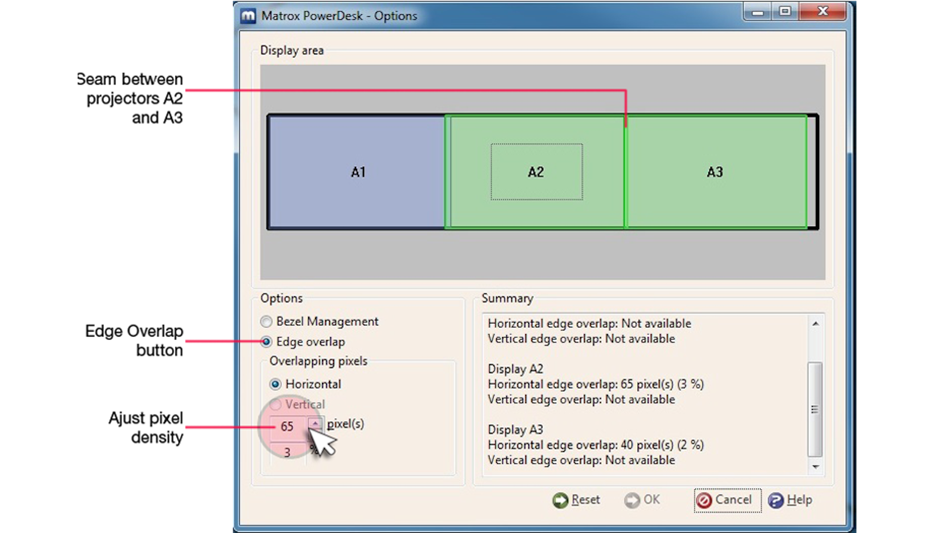 edge overlap settings