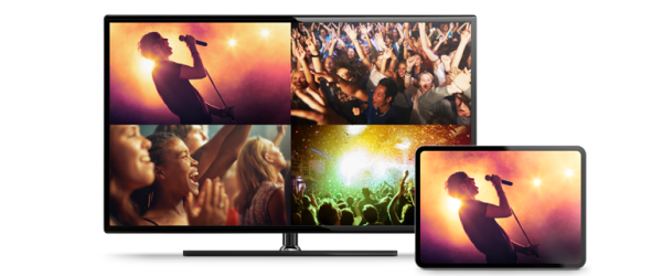 IP Video Gateway concert footage on monitor and ipad