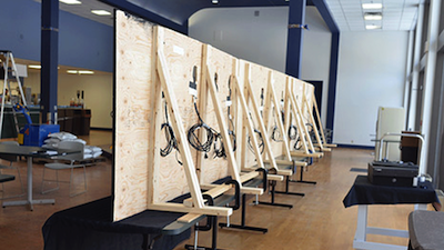 Custom-built Matrox paneling for video wall support