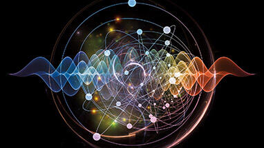 Abstract audio waves & orbit lines 