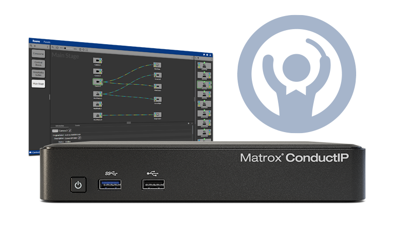 Matrox ConductIP appliance, icon and screenshot of software